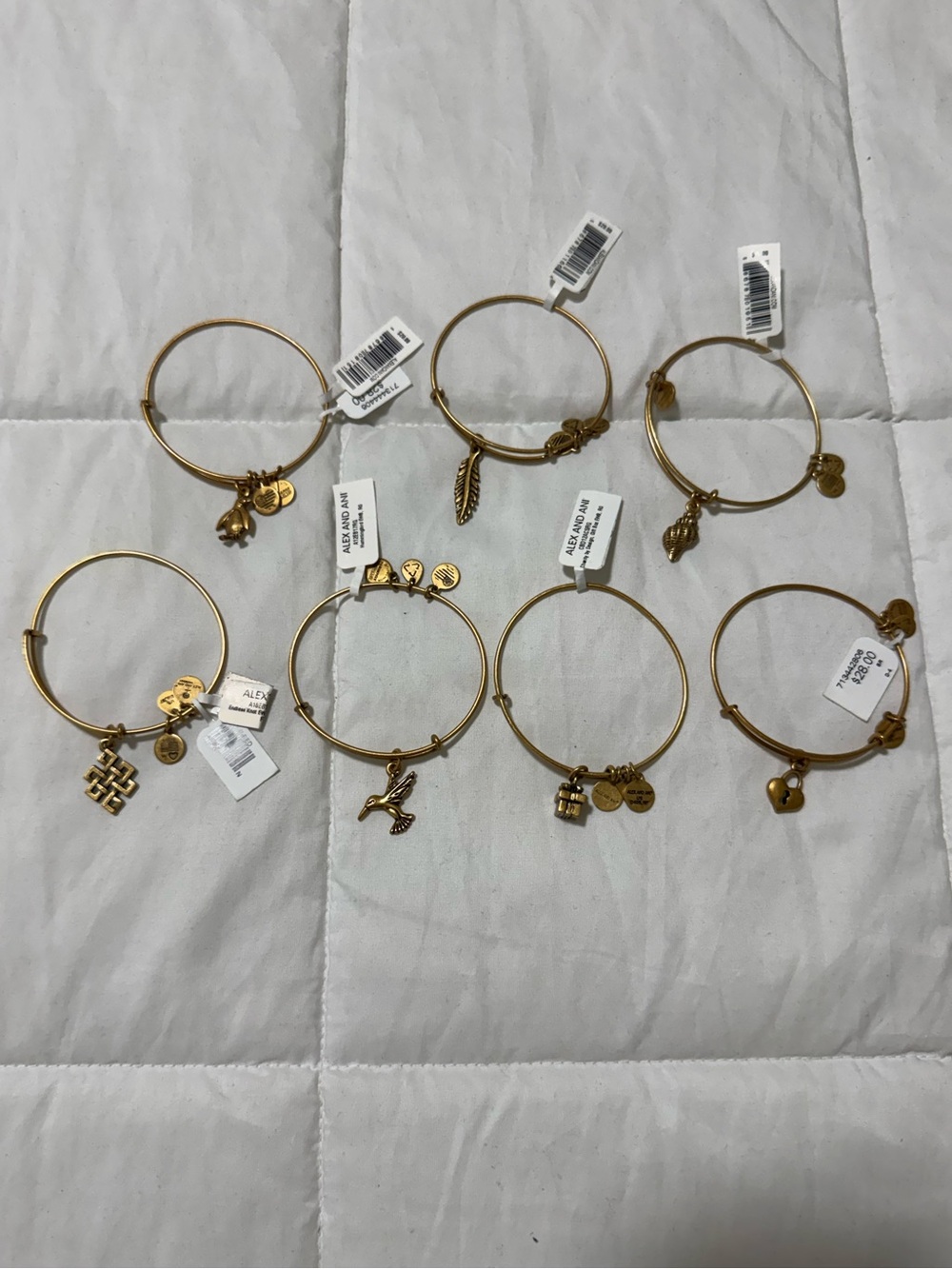 Alex and Ani Gold Charm Bangle Set of 7 NWT